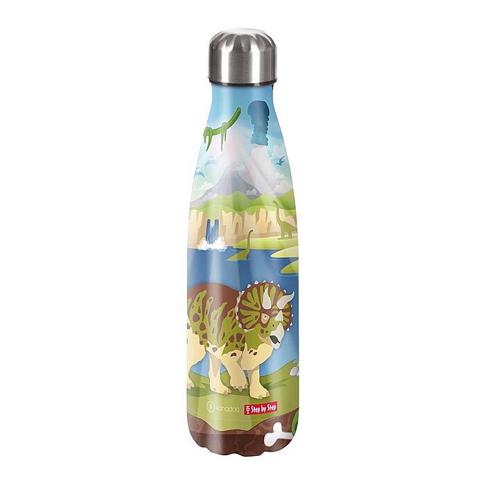 Step by Step Isolierte Edelstahl Trinkflasche Dino Dres